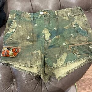 Anthropologie Green Camo Cargo Shorts